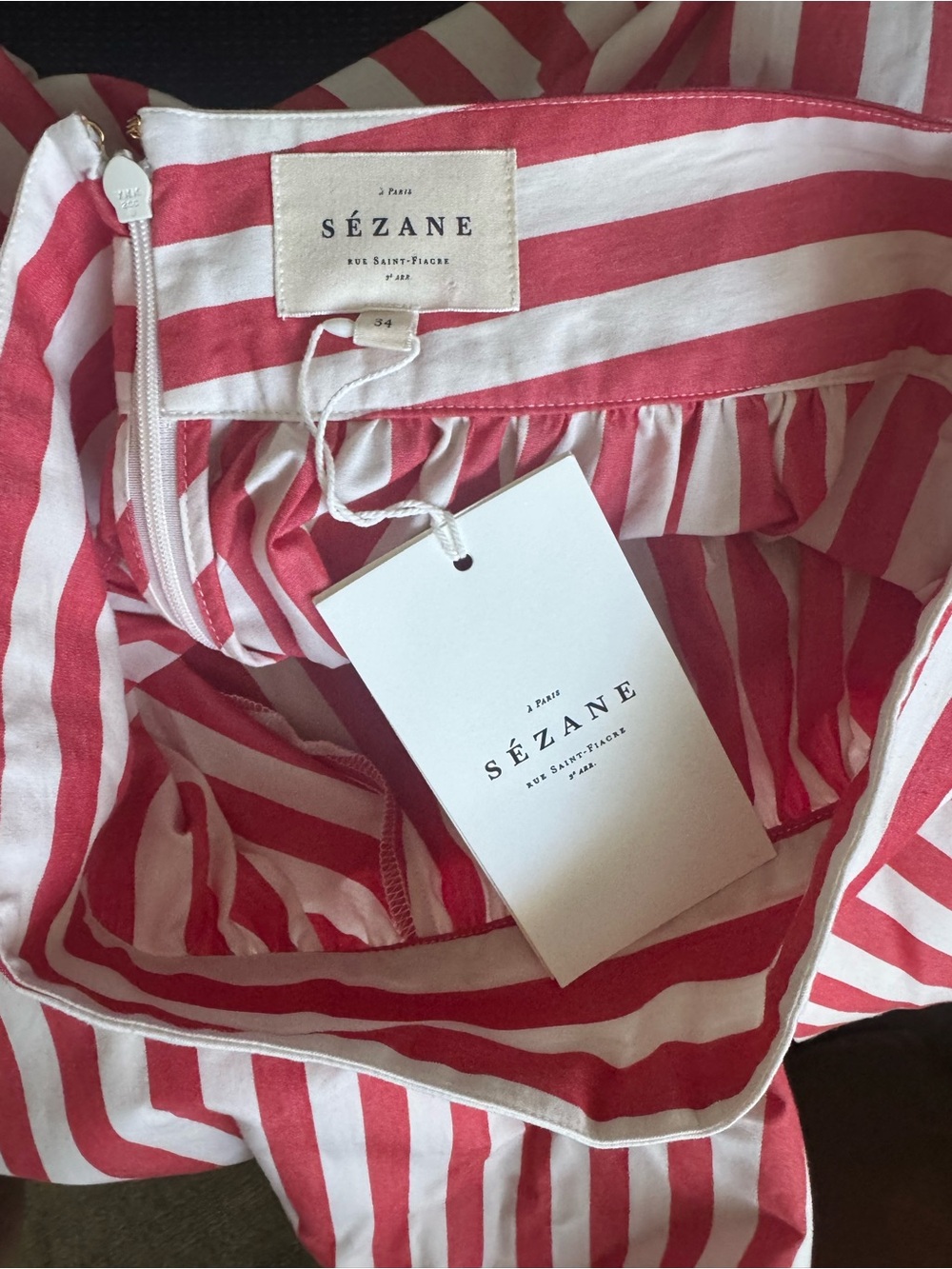 NWT Sezane Arianna Red Striped Long Skirt size 2 - Picture 5 of 8